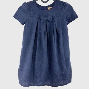 Harper Canyon Dress Girls Size 5 Lined Bow Back Buttons Navy Sparkle